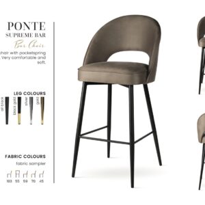 PONTE SUPREME bárszék M | táskarugós bárszék, választható szövet / lábszín